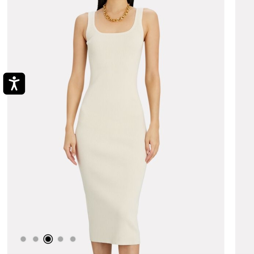 INTERMIX White Midi Dress with Elegant Cream Accents